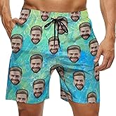 Jbuzrey Custom Faces Men's Swim Trunks Quick Dry Beach Shorts Personalized Funny Shorts Customize Your Photo Bathing Suits