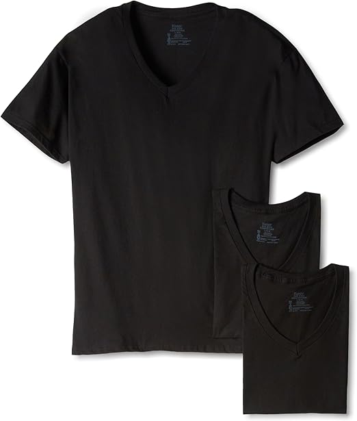 Hanes Men's 3 Pack Classics Black V-Neck Tee: Amazon.ca: Clothing ...