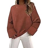 Women's Fuzzy Knit Sweaters Trendy Crewneck Pullover Tops Fall Winter Fashion Outfits