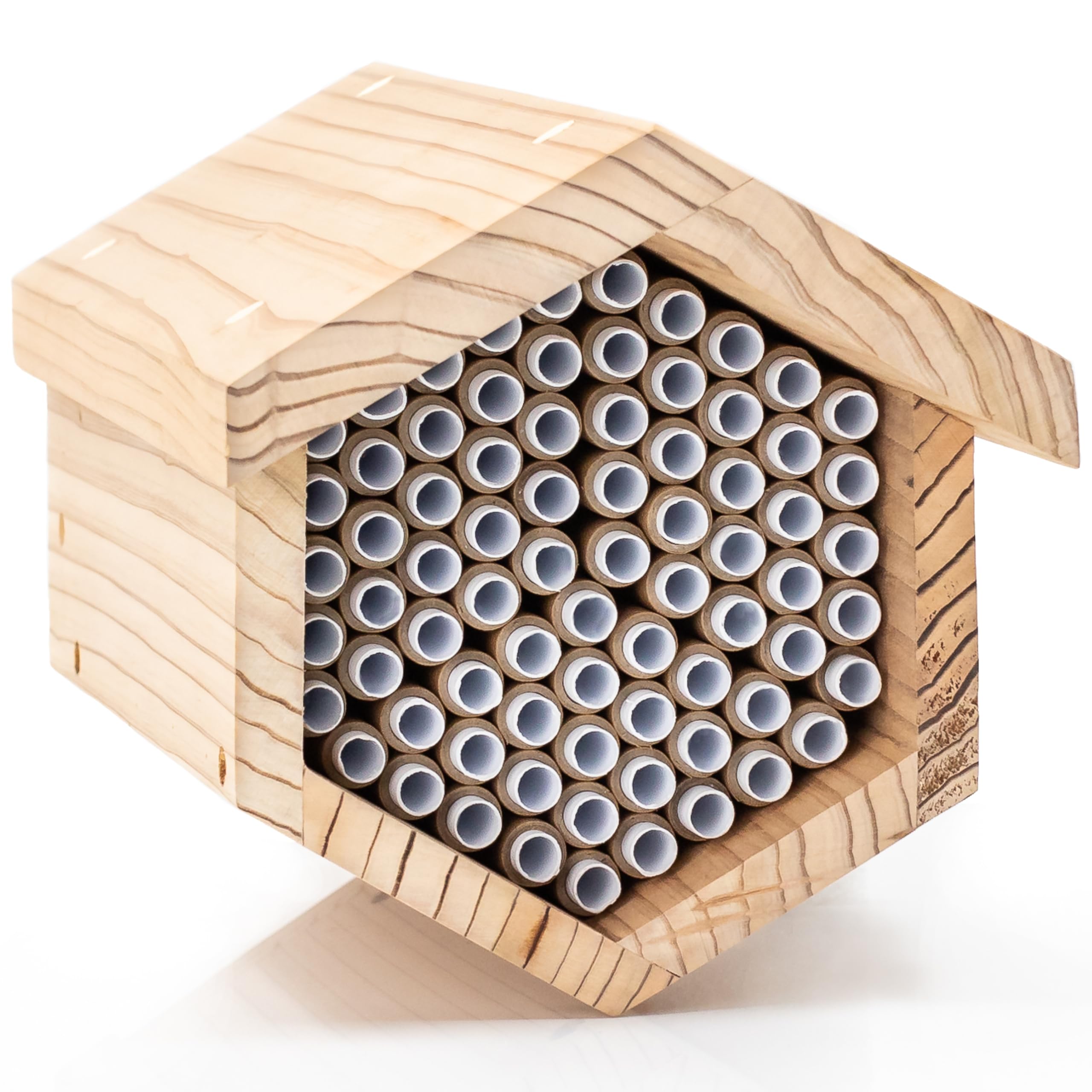 WHITEHORSE Premium Cedar Bee House - 15 cm Long Replaceable Tubes - Perfect for Mason Beekeeping - An Insect Hotel Built to Last - Support Bees While Pollinating Your Garden (Paper Tubes)
