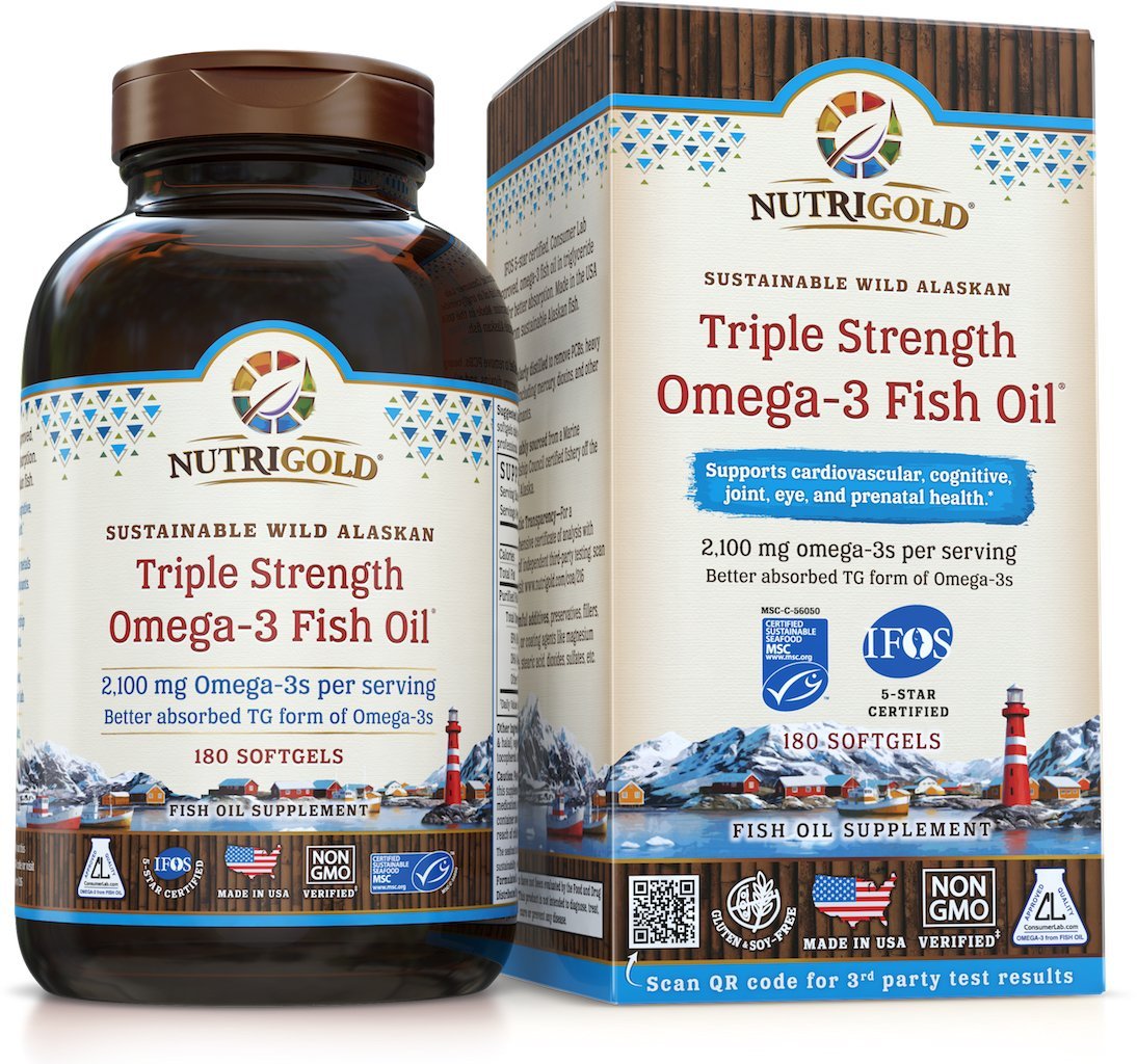 Triple Strength Omega3 Fish Oil Supplement, Better Absorbed TG Form, Made in USA