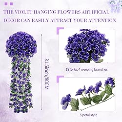 XunYee 4 Pack Violet Hanging Flowers Artificial