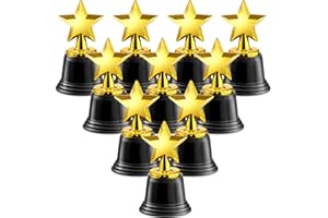 Bedwina Star Trophy Award - (Pack of 12) Bulk - 4.5 Inch Gold Trophies for Kids Awards, Choice Prizes for Adults, Winner Competitions, Sports Events, Party Decorations, Teachers and Party Favors