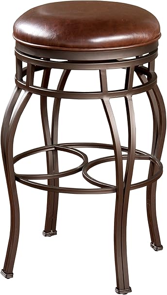 Amazon Com American Heritage Billiards Bella Backless Bar Height Stool With Bourbon Bonded Leather Furniture Decor