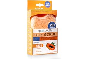 Spongeables Pedi-Scrub Foot Buffer, The Soap is in The Sponge, Contains Tea Tree Oil, Foot Exfoliating Sponge with Heel Buffe