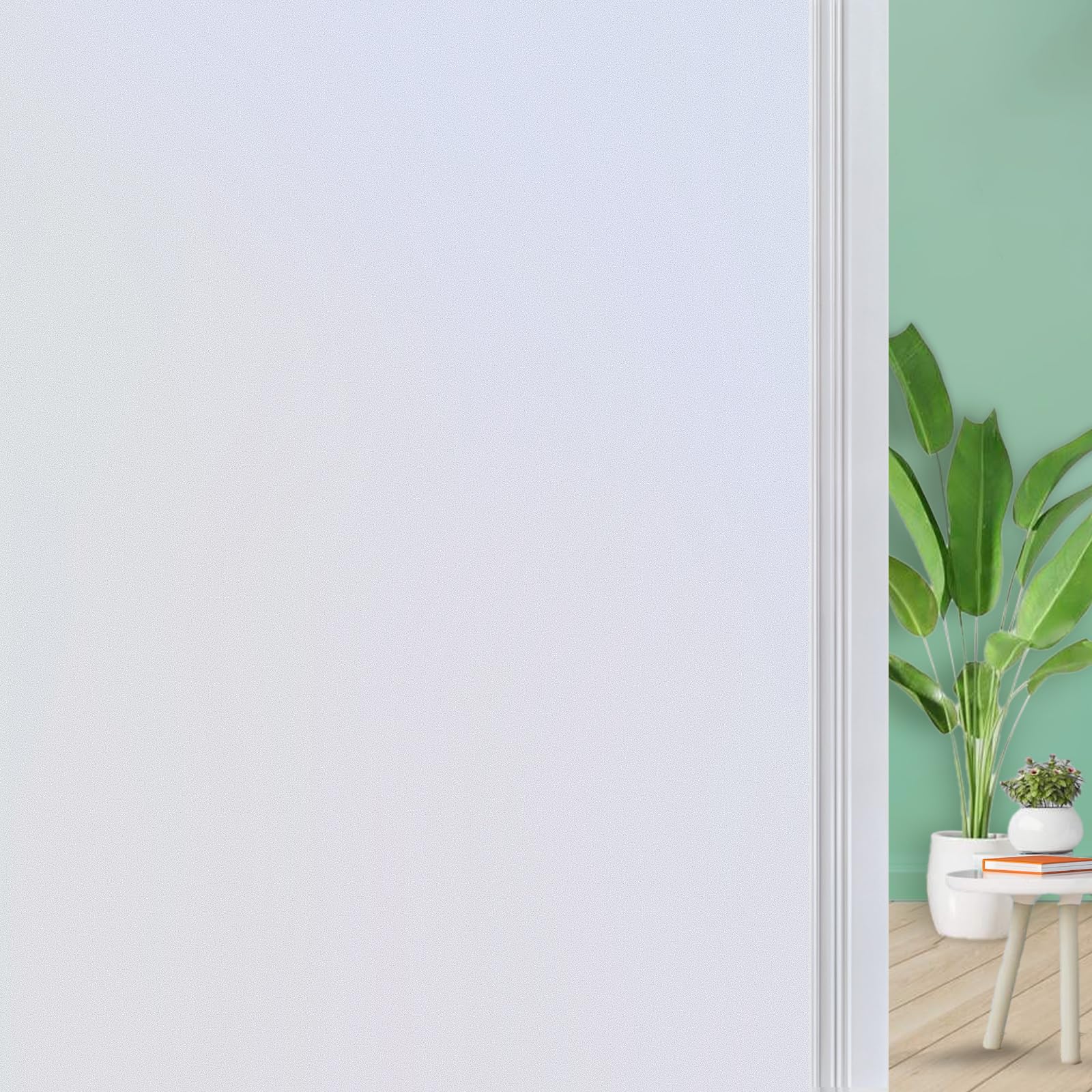 DUOFIRE Privacy Window Film White Frosted Decorative Window Sticker Non Adhesive No-Glue Static Cling Glass Film Anti-UV (44.5cm X 200cm, DS001W)