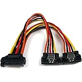 StarTech.com 6in Latching SATA Power Y Splitter Cable Adapter - M/F - 6 inch Serial ATA Power Cable Splitter - SATA Power Y Cable Adapter