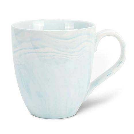 Hausmann & Söhne XXL Tasse weiß groß aus Porzellan in hell-Blauer Marmorierung | Jumbotasse 500 ml (550 ml randvoll) | Kaffee