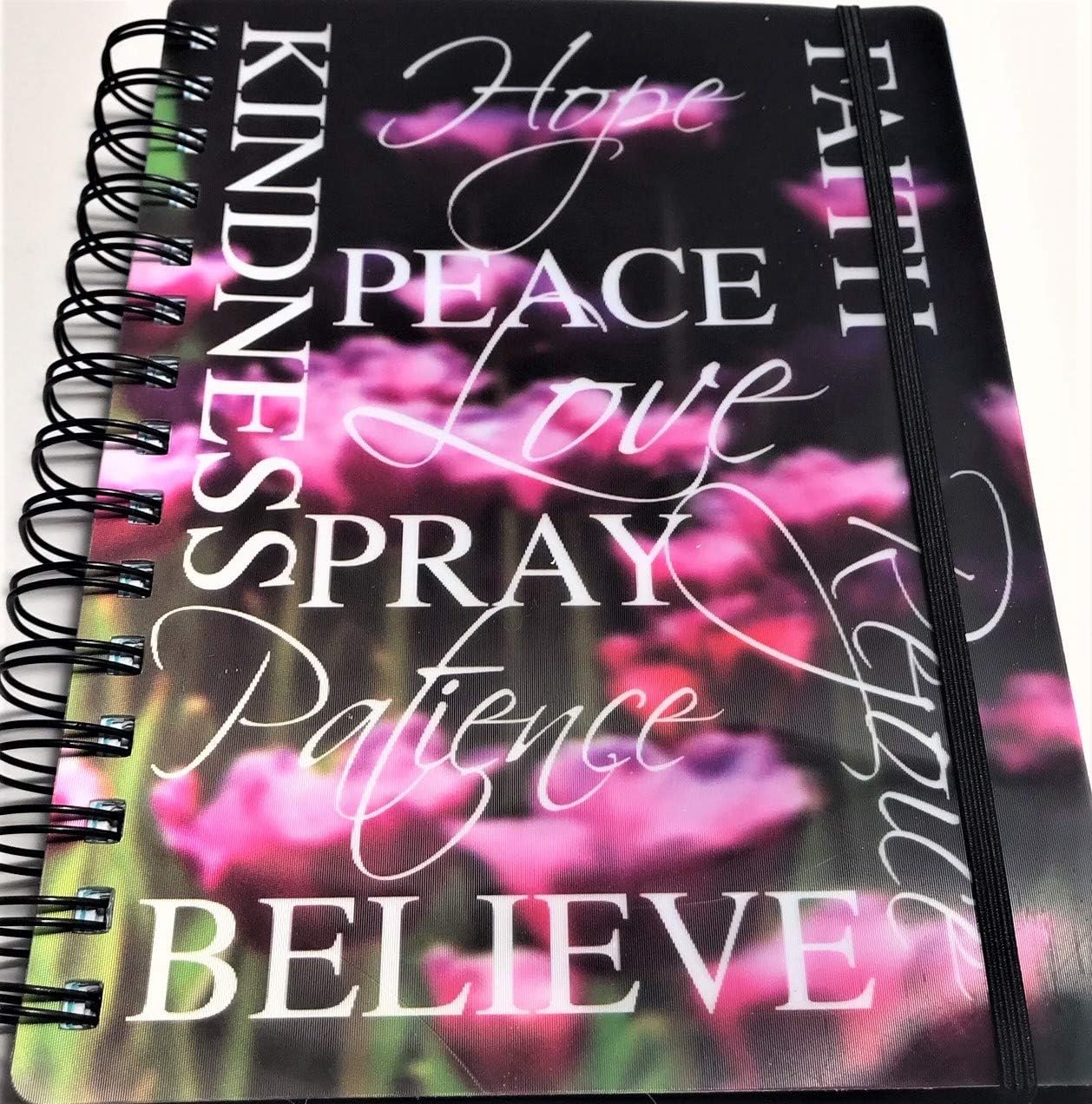 HOPE, PEACE, LOVE Lenticular 3D Flowers Theme SUBJECT JOURNAL NOTEBOOK