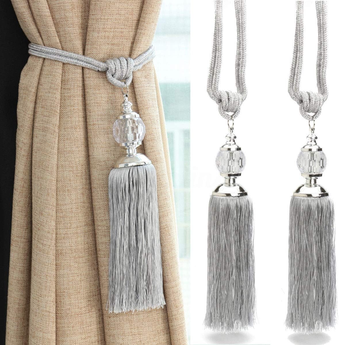 Amazon Com Goowrom Crystal Beaded Curtain Tie Back 2pcs Tassel