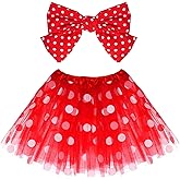 Haakong 1Pcs Polka Dot Tutu Skirt for Girls with Hairbow Layer Tulle Dance Skirt Dress-Up Halloween Party Costumes