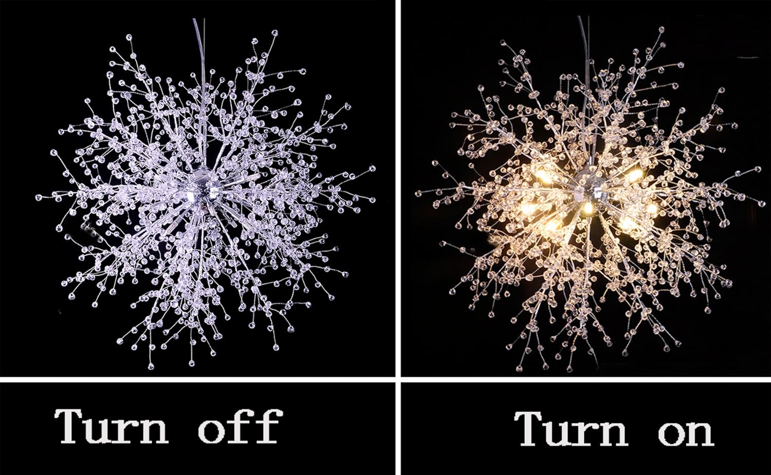 GDNS Chandeliers Firework LED Light Stainless Steel Crystal Pendant Lighting Ceiling Light Fixtures Chandeliers Lighting, Dia 23.5 inch - - 