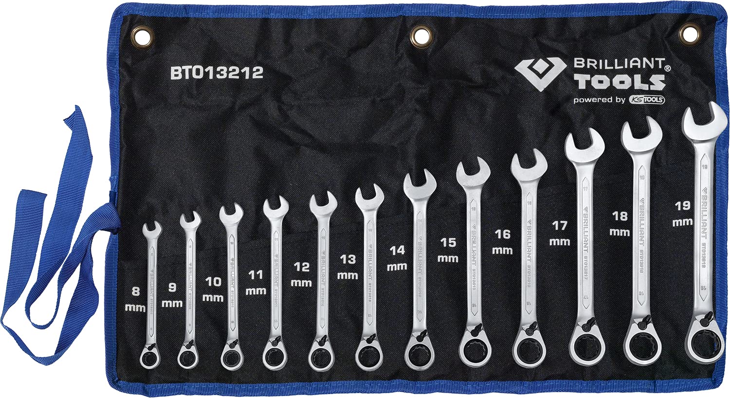 KS Tools Ratchet Ring Spanner Set, 12 Pieces, Switchable, 8-19 mm