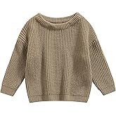 Karwuiio Toddler Baby Girl Boy Knit Sweater Round Neck Long Sleeve Pullover Sweatshirt Fall Winter Clothes
