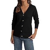 QUALFORT Women’s Lightweight Cardigan Sweater Soft V Neck Knit Trendy Button Down Sweaters