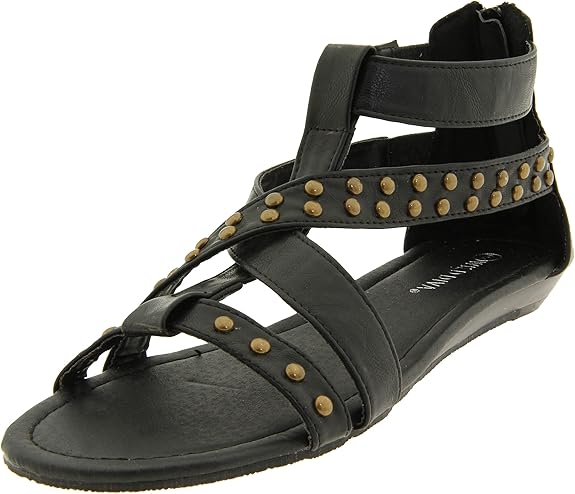 Amazon.com | Wild Diva Women's Myrah-35 Ankle-Strap Sandal, Black, 5 M US | Sandals