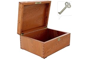 Diagsh Locked Wooden keepsake box with Hinged Lid, Ash Wood Decorative Keepsake Box (11x5x8.46 in), Handmade Mortise & Tenon Joints, Durable Wood Box Storage for Jewelry & Valuables