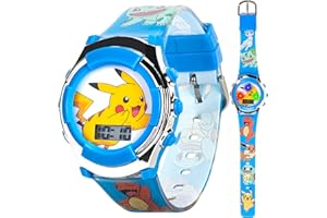 ACCUTIME Pokémon Kids Digital Watch with Flashing LED Lights, Pikachu & Friends Design, Fun Character Display, Soft Silicone Strap, Kid-Friendly Tough Build, Adjustable Fit for Wrist Sizes 5.5" to 8"