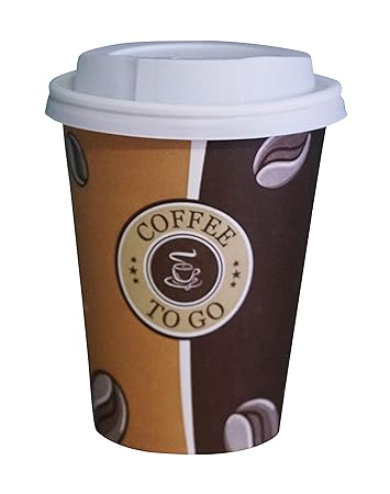 Gastro-Bedarf-Gutheil 50 Pappbecher Einwegbecher EINWEG Coffee to go 0,3 L Top Becher mit 50 Deckel in Weiss Ideal für Coffee