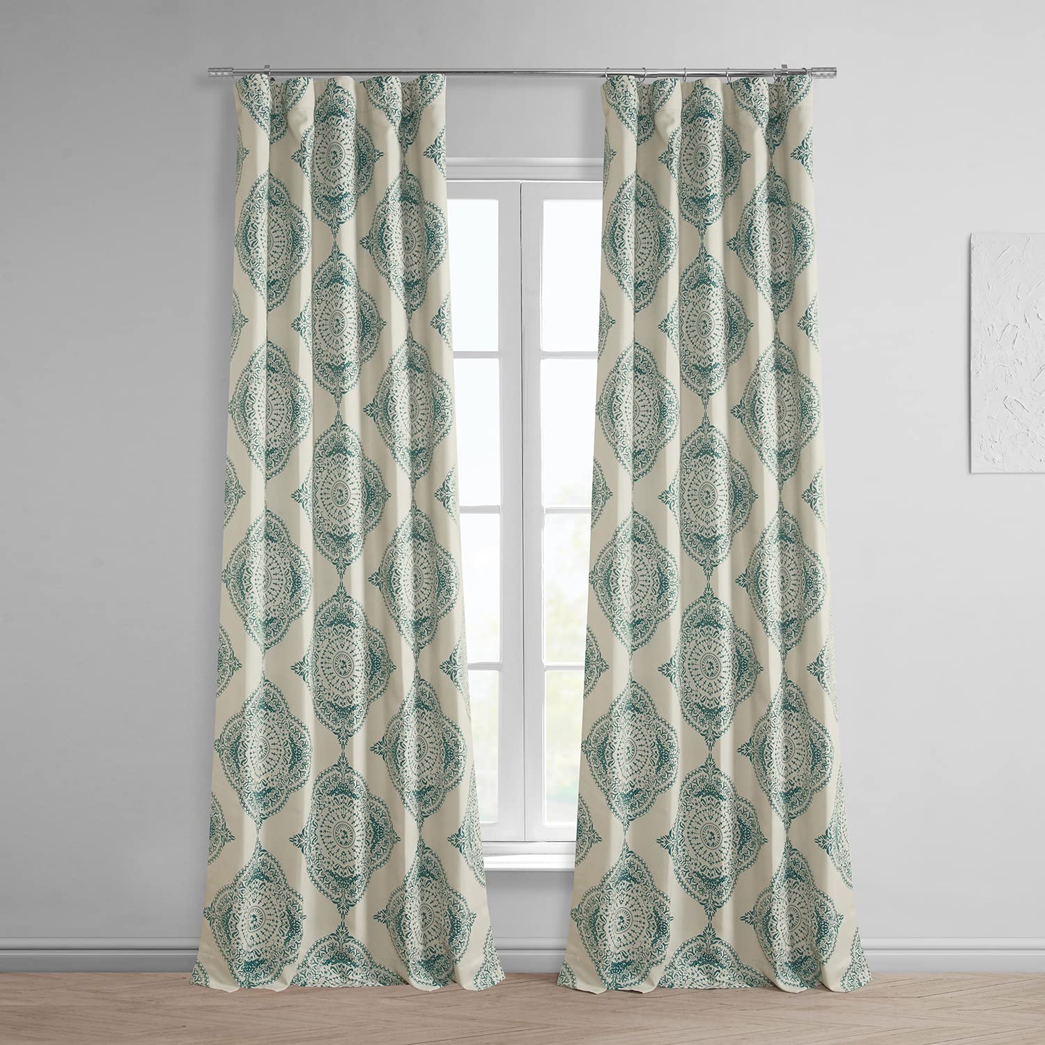 HPD Half Price Drapes Printed Room Darkening Curtains for Bedroom, Living Room 50 X 84, BOCH-KC27A-84 (1 Panel) Henna Teal — image 1