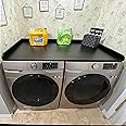 Washer and Dryer Countertop with Non-Slip Mat - 54" Width x 27.5" Depth (Black) - Wood Shelf Topper with Edge Rails for Laundry Room Organization, Extra Laundry Folding Counterspace