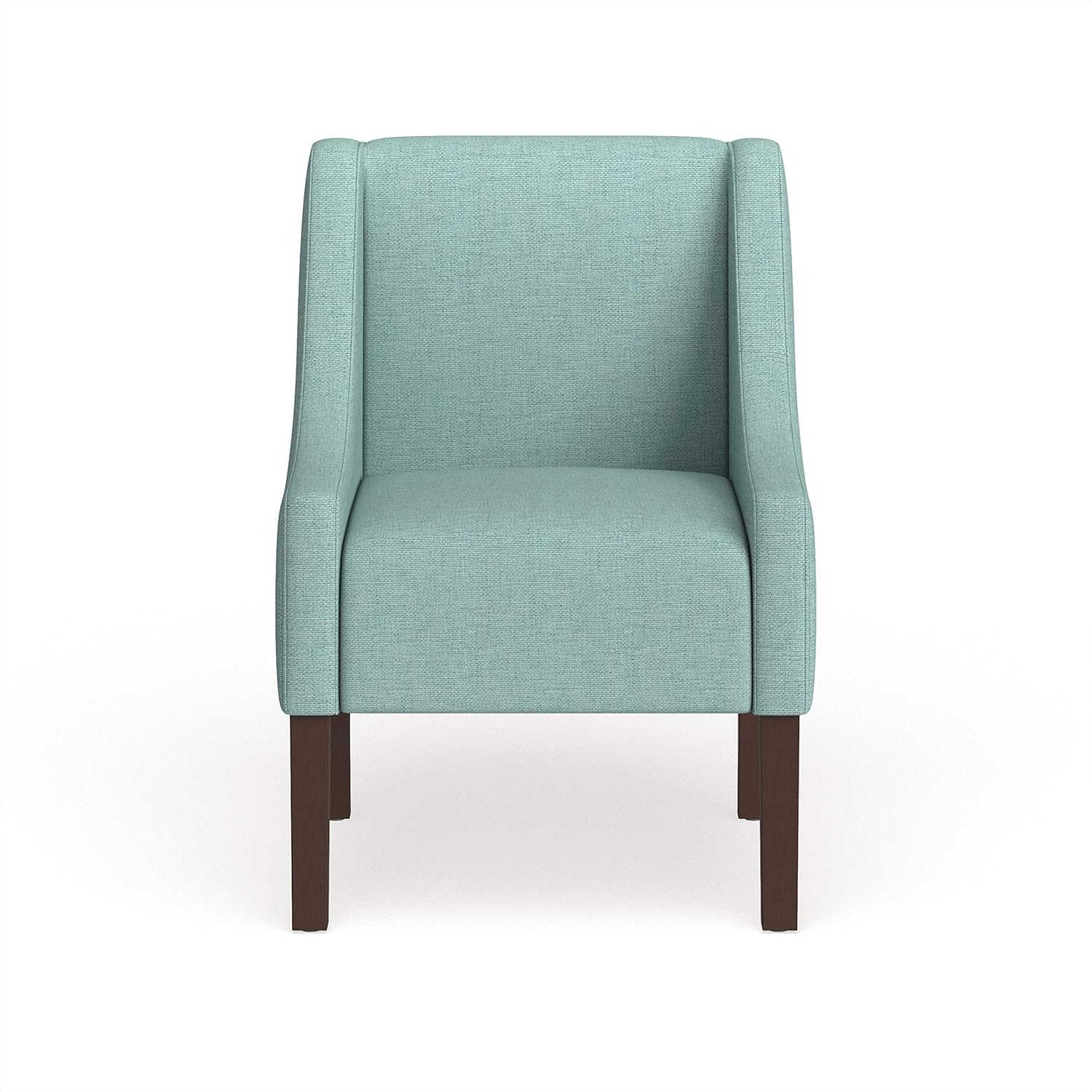 UKN Modern Swoop Arm Accent Chair Aqua Blue Solid