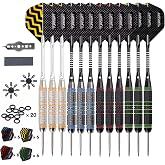 Turnart Darts Metal Tip Set - Steel Tip Darts Darts Set Professional Metal Darts Dart Board Set 12 Pcs 24 Gram 20 O-Rings Aluminum Darts Shafts 24 Extra Flights Darts Tool
