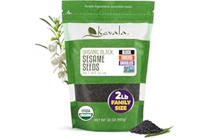 Kevala Organic Black Toasted Sesame Seeds - Unhulled Seeds for Baking and Cooking, Roasted Black Sesame for Asian Cuisine, Contain Unsaturated Fats and Lignans, Convenient Resealable Bag, 2 lb, 32 oz