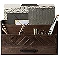 BLU MONACO Mail Organizer - Brown Wood Desk Organizer with Drawer - Bill Mail Storage Organizer and Sorter for Storage, Countertop and Kitchen