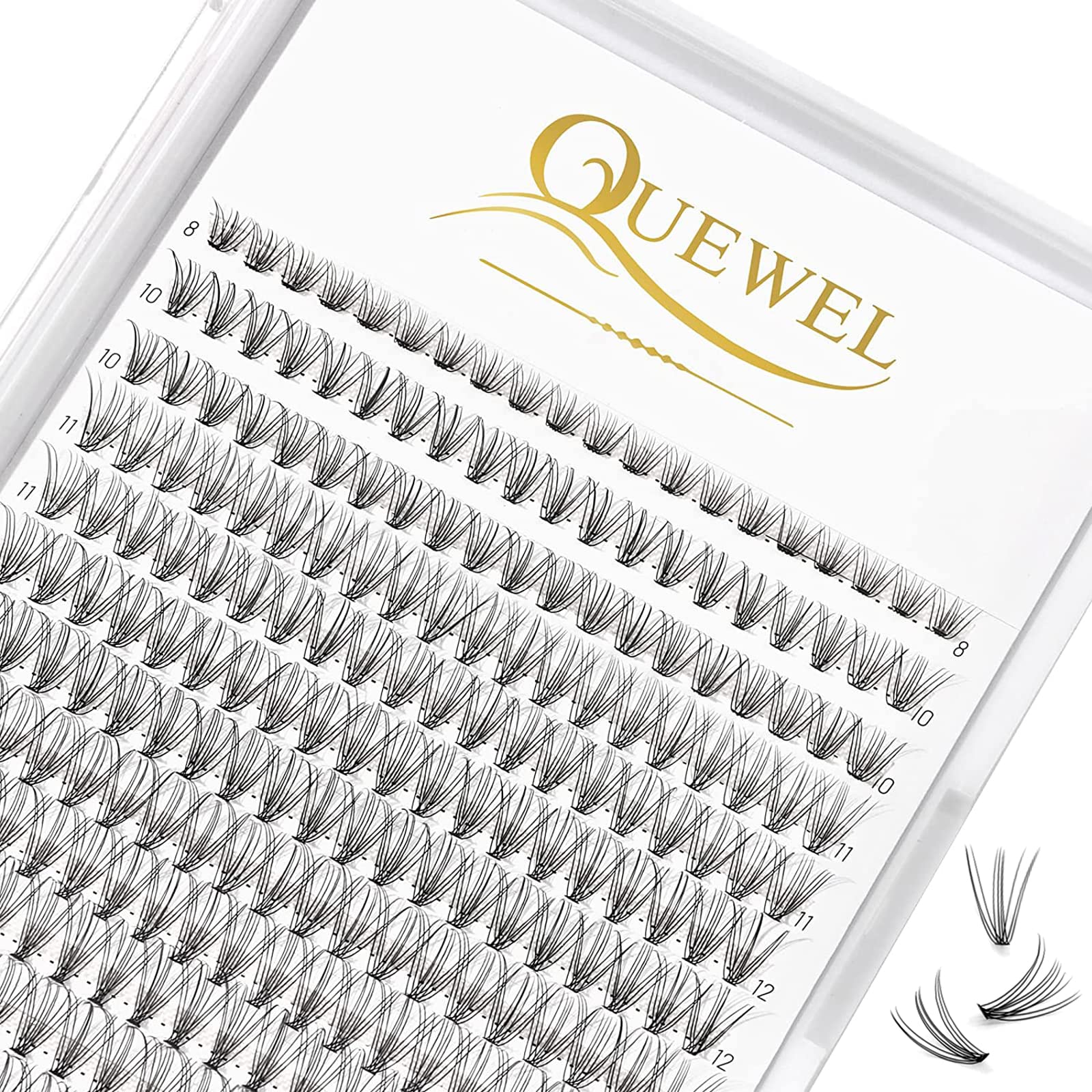 Individual Lashes QUEWEL Cluster Lashes 240Pcs Eyelash Extensions 0.10D Curl 10D Individual Cluster Lashes Natural Look DIY Eyelash Extensions Mix8-14mm at Home(10D 0.10D MIX8-14mm)…