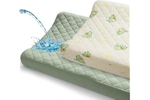 Unicorn Castle Waterproof Changing Pad Cover Muslin Changing Table Pad Cover 2 Pack Quilting for 32"x16" Baby Changing Pad Sheets Girls Boys,Green Dinosaur