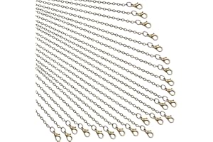 TecUnite 24 Pack Necklace Chains Bulk Bronze DIY Cable Link Chains for Jewelry Making(24 Inch)