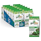 gimMe Organic Roasted Seaweed Sheets - Wasabi - 12 Count Sharing Size - Keto, Vegan, Gluten Free - Great Source of Iodine and