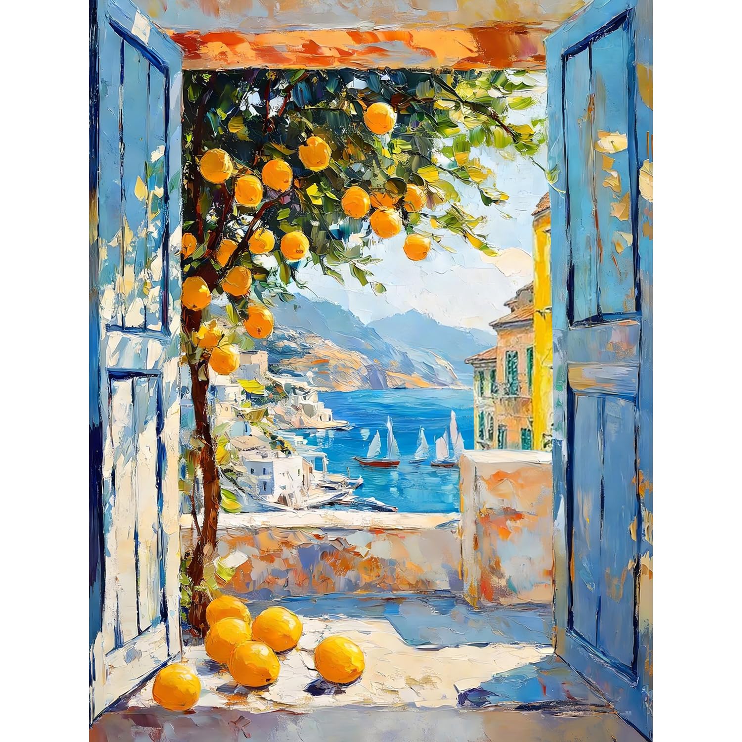 Yveszomi Lemons Paint by Nnumbers for Adults-Mediterranean Painting by Numbers for Adults,DIY Acrylic Painting Kits Perfect for Gifts and Home Decor 12x16in — image 1