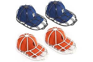 HONIITAA 4 Pack Baseball Hat Washer Caps,Hat Cleaner Fit for Adult/Kid's Ball Hat Washer Frame Cage,Hat Protector Racks for Washing Machine（2 White 2 Black）