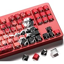 Hkfos XVX Japanese Anime Keycaps, Double Shot PBT Keycap Set