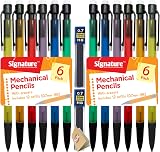 SOL 12pk Mechanical Pencils 0.7mm HB Lead with Eraser 24 Refills Six Colors view 1