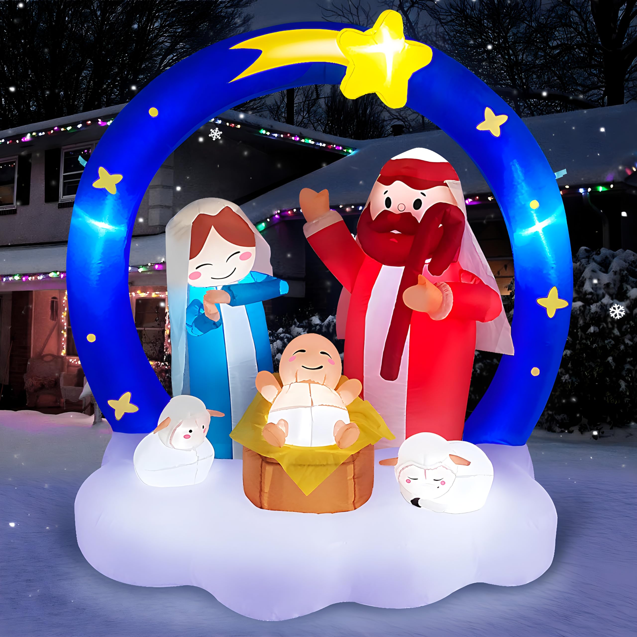 Danxilu 6FT Christmas Inflatables Nativity Scene Outdoor Decorations ...