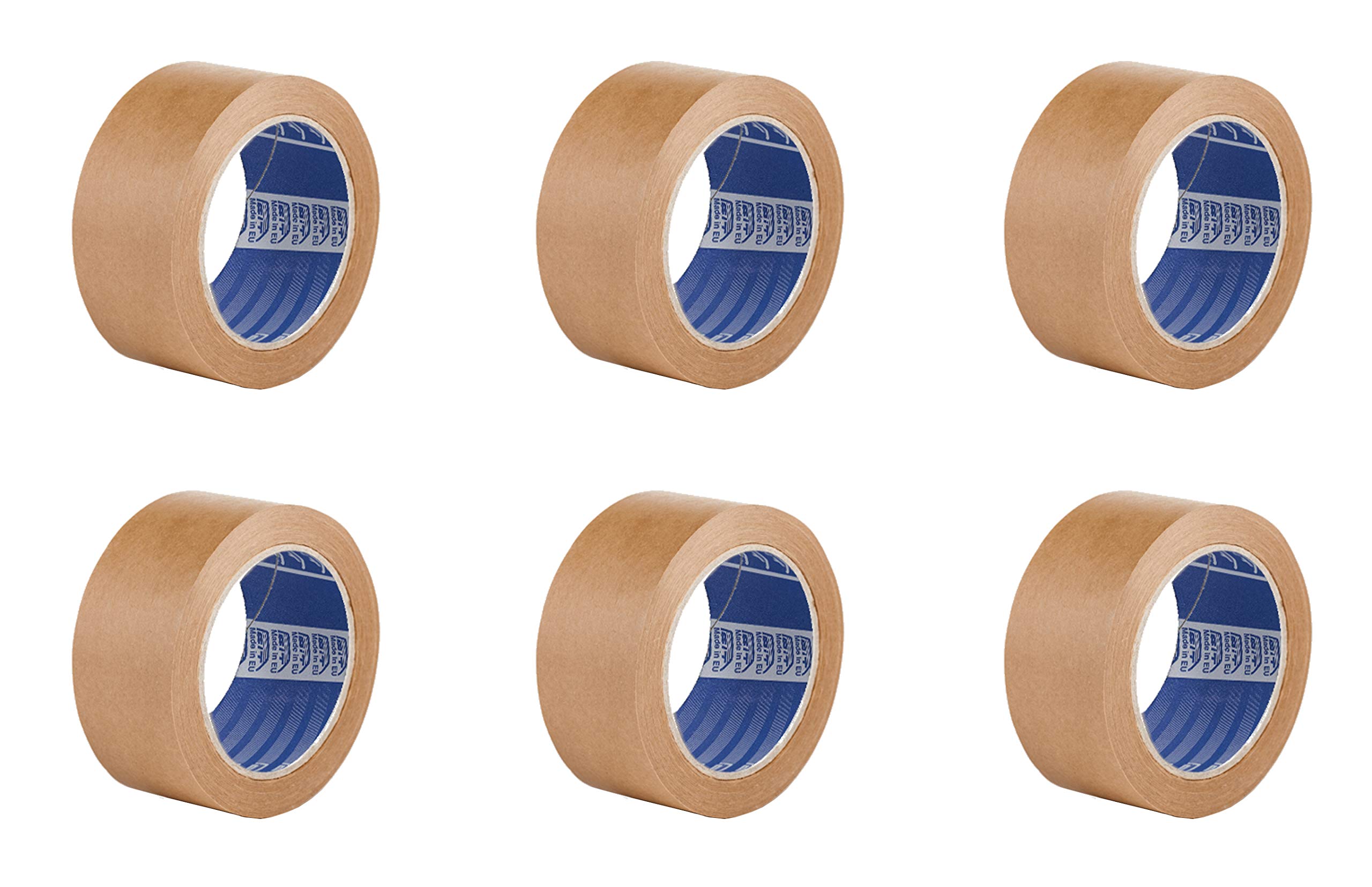 ACIT Brown Eco-Friendly Paper Tape, Pack of 6 Rolls, 164 ft x 2 in, Solvent-Free