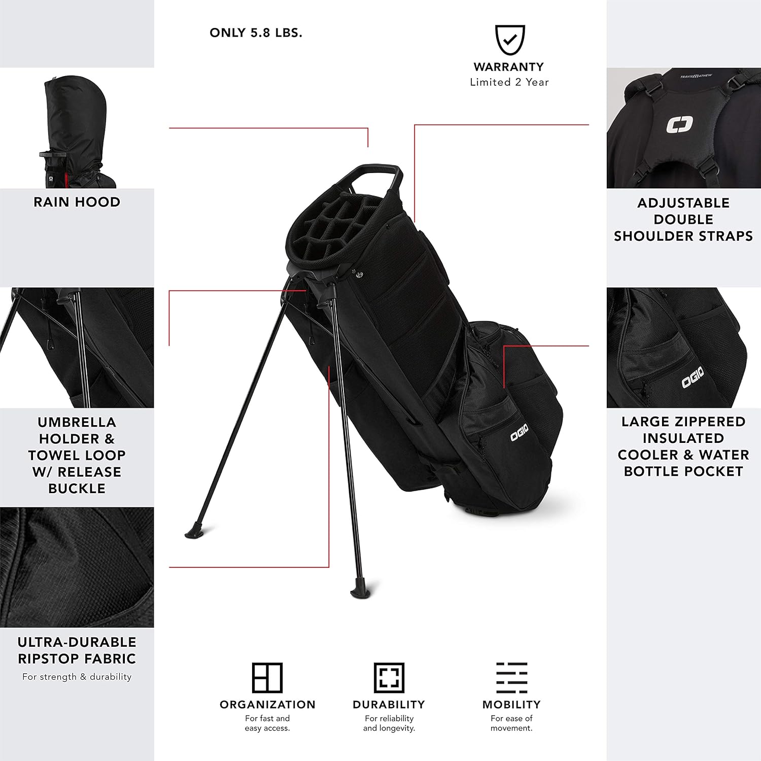 OGIO 2020 Convoy SE Stand Bag (Black) : Sports & Outdoors