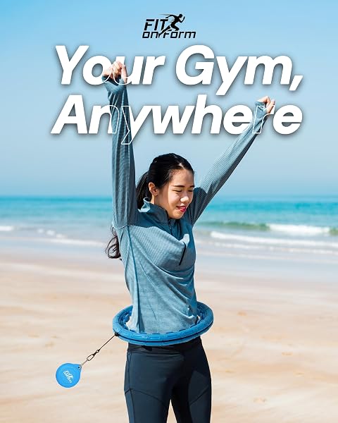 FIT ON FORM INFINITY WEIGHTED HULA HOOP FOR ADULTS WEIGHT LOSS – SMART EXERCISE EQUIPMENT FOR HOME, ADJUSTABLE PILATES CIRCLE WITH 24 KNOTS (47IN) – FITNESS RINGS FOR WOMEN, WAIST TRAINER, ABS WORKOUT