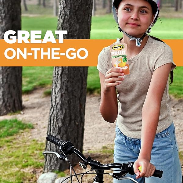 MOTT’S FRUIT SMOOTHIES VANILLA PEACH, 4.2 OZ CLEAR POUCHES, 8 PACK, MADE WITH MILK, MADE WITH REAL FRUIT, GOOD SOURCE OF CALCIUM, ON-THE-GO