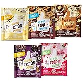 FlavCity Grass Fed Whey Protein Powder - Variety Pack - 25g Protein & 10g Collagen - 5 Single Serve Packets - Made with Organic Reishi & Cordyceps - Gluten Free & No Added Sugars