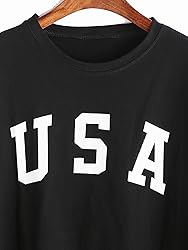 SweatyRocks Women's Graphic T Shirts Letter Print