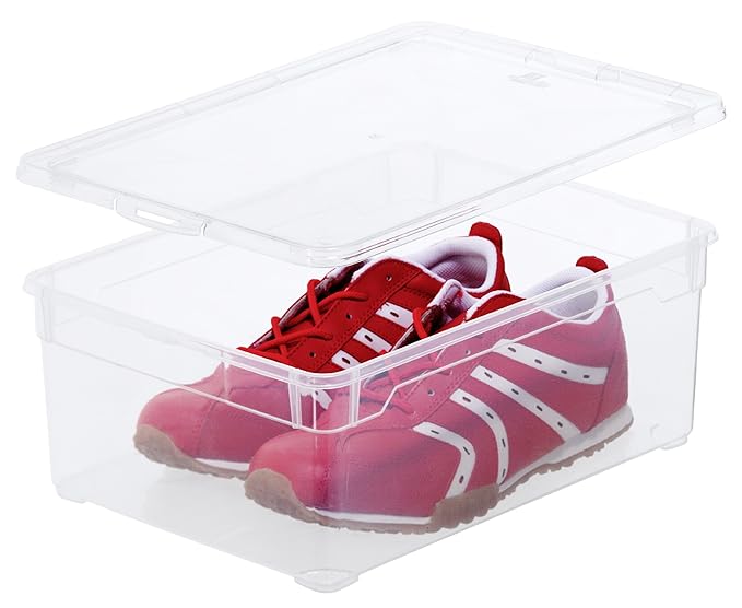 Sundis Clear Box Man Shoe Aufbewahrungsbox 10 l mit Deckel, Kunststoff (PP), transparent, 10 Liter (36,5 x 26,5 x 14 cm)