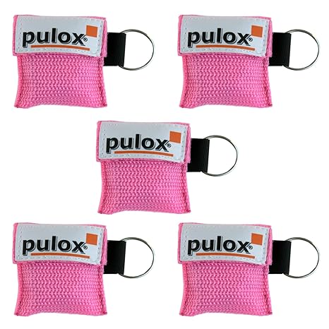 5x PULOX'RESPI-Key' Schlüsselanhänger Beatmungsmaske in pink