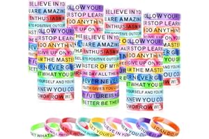 CYCLUSIVE Motivational Quote Silicone Wristbands Colored Inspirational Rubber Bracelets Stretch Unisex Wristbands for Children Teens 20 Styles Swirl