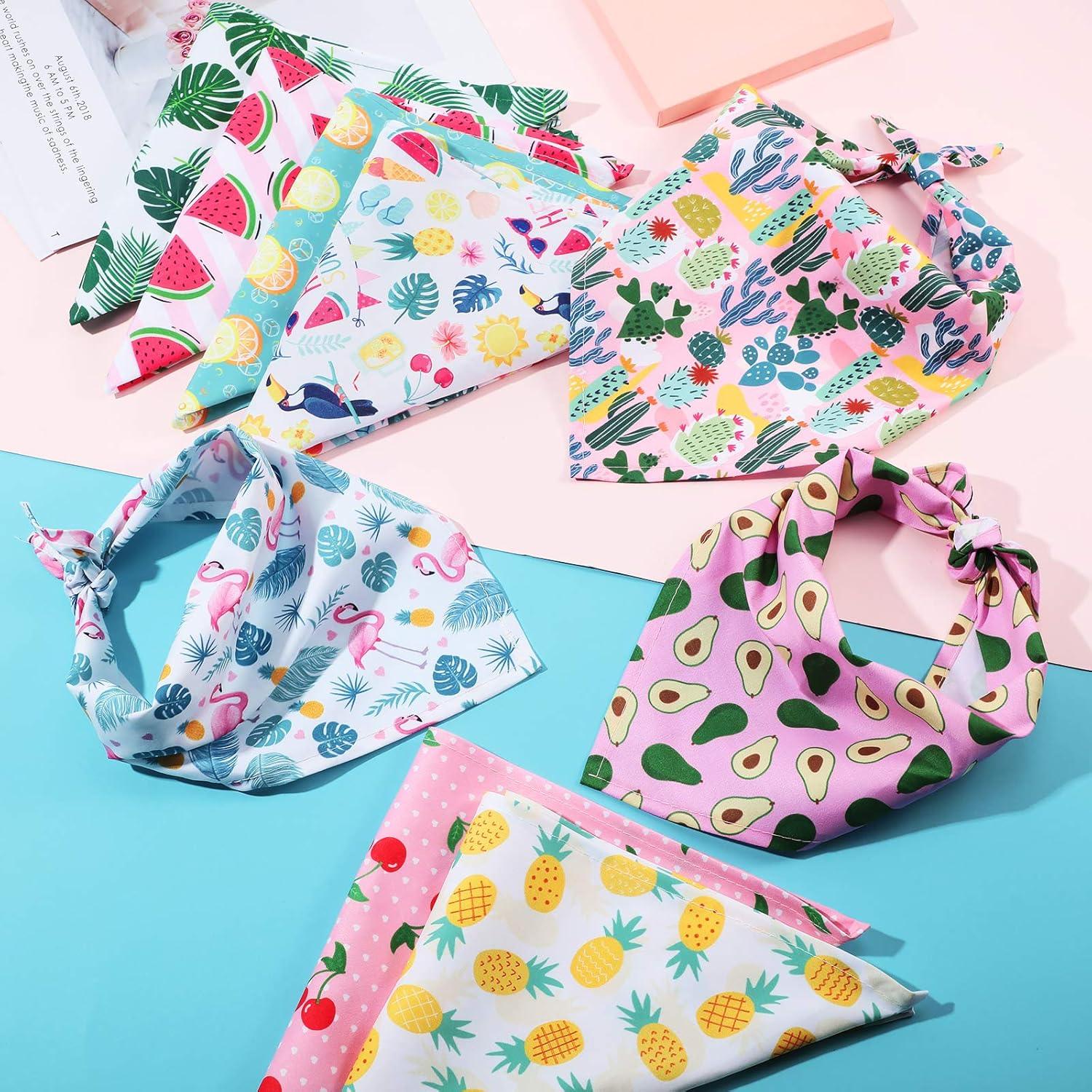 12 Pieces Dog Bandana Scarf Washable Triangular Bibs Pet Adjustable Washable Kerchief Dog Bandana for Small and Large Dogs(Summer Patterns) - Image 4