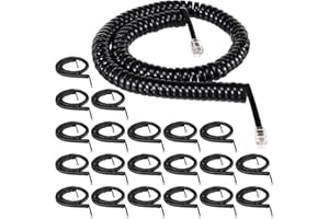 Kanayu 20 Pack Black Phone Handset Cord 12ft Telephone Cord for Landline Coiled Phone Wire Bulk for Use with All Landline Telephone Line Replacement Cable Accessory