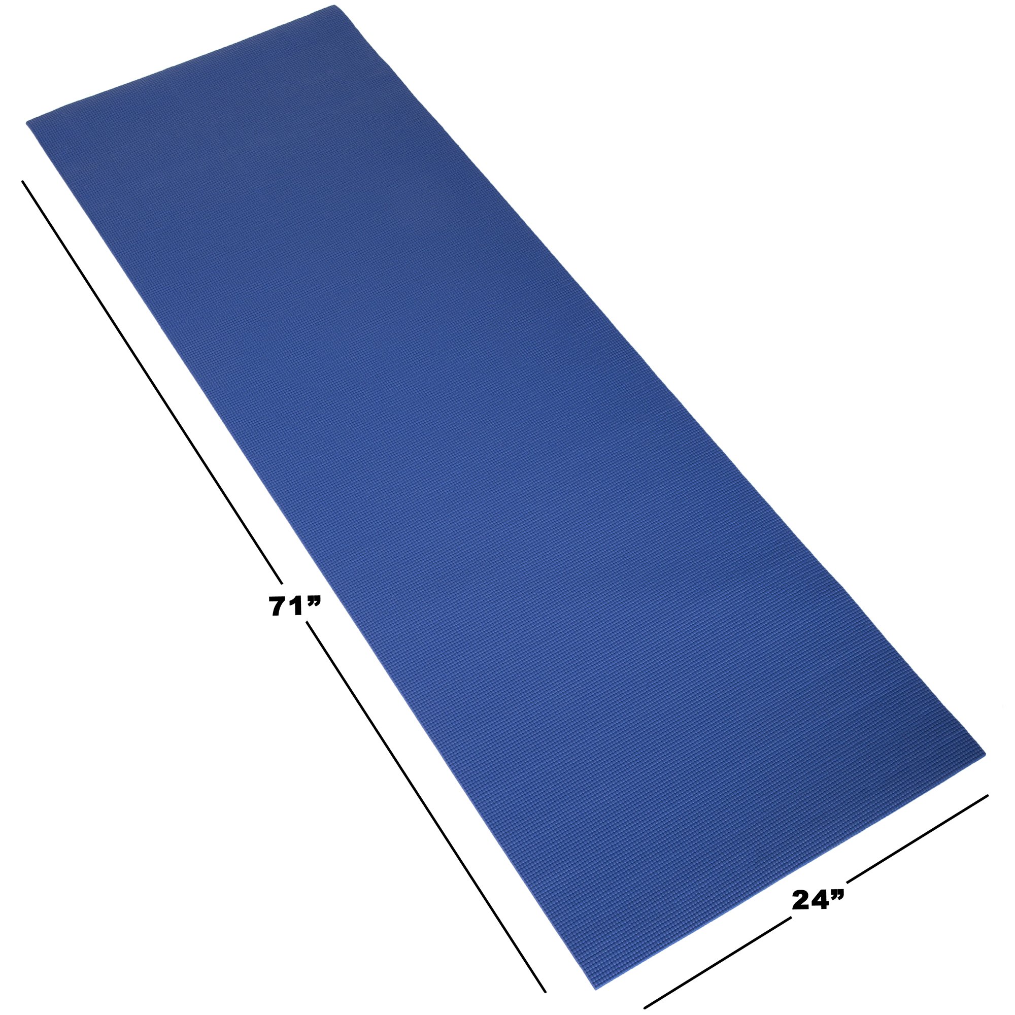 Yoga Mat - Double Sided 1/4-Inch Workout Mat - 71x24-Inch Exercise Pad for Home Gym Fitness or Pilates with Carrying Strap by Wakeman (Blue) - Image 4